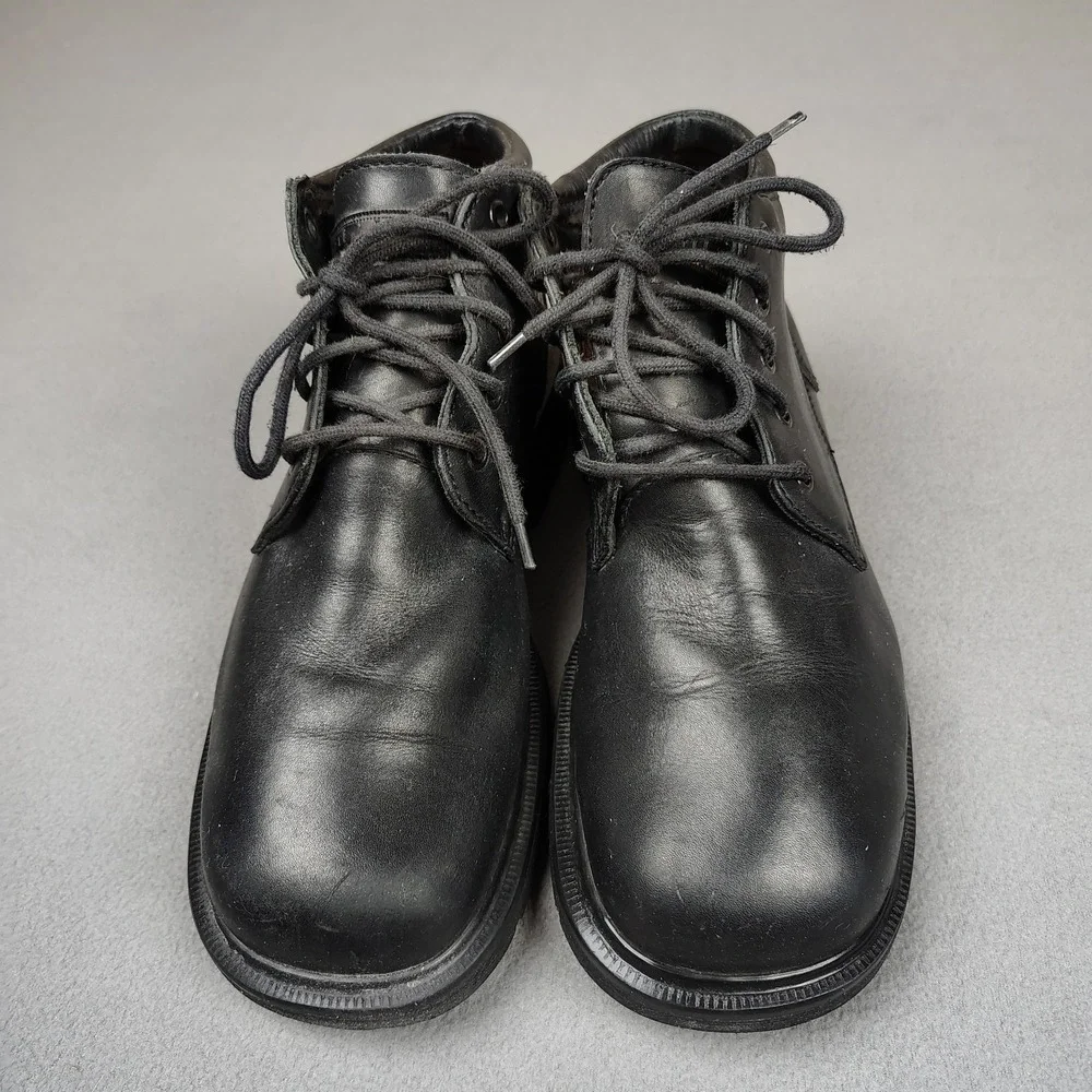 Vintage Dr Martens DMs Work Boots Men 9 Black Leather Industrial Made In England